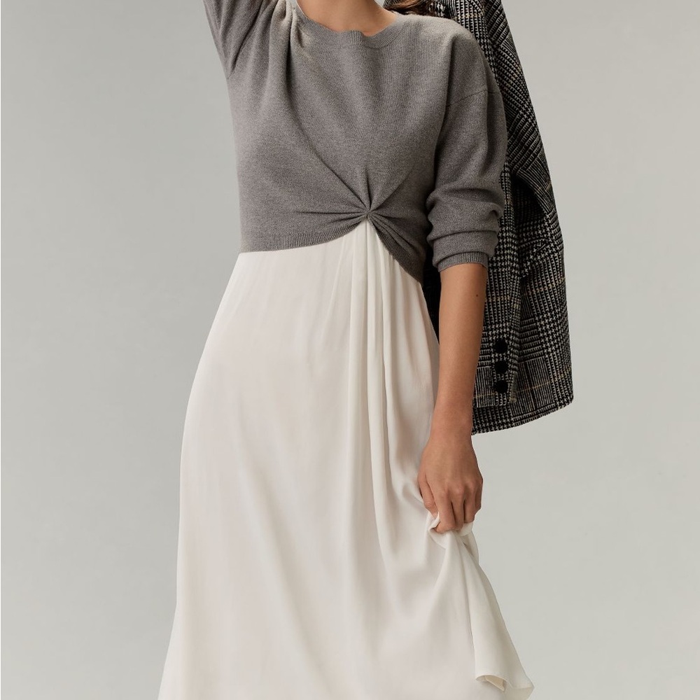 Gray and White Women's “Twofer” Dress